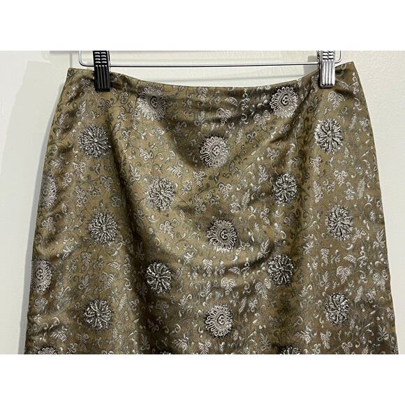 David Meister Skirt Size 2 Gold Silver Beaded Embroidered Medallion Cocktail - Picture 2 of 8